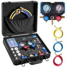 AC Manifold Gauge Set 3 Way 5ft Hose Recharge HVAC Diagnostic Charging Tool Kits