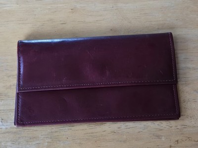 Rolfs Golden O Circle Cowhide Leather  Checkbook Wallet Burgundy 1980s