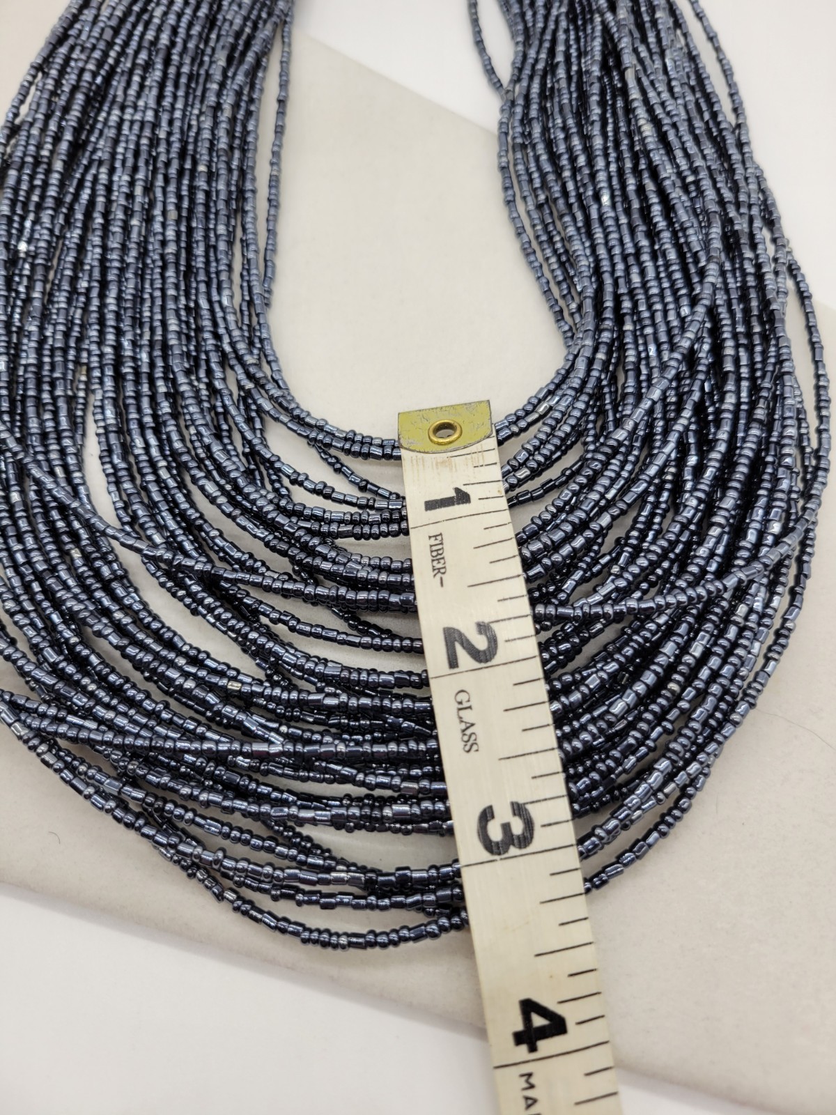 Blue Multi Strand Seed Bead Statement Necklace - image 3
