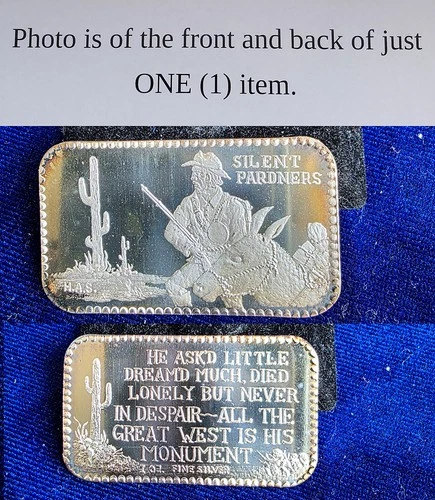 Vintage Belford Mint Silent Pardners 1 Troy Oz 999 Fine Silver Bar