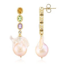 Vergoldete Pfirsich-Süßwasserperlen-Ohrringe