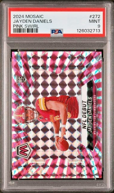 2024 Panini Mosaic - Jayden Daniels NFL Debut #272 Pink Swirl Prizm /13 PSA 9!