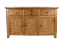 Sideboard Large Rustic Wood, solid Oak Sideboard 140cm Storage Cabinet Buffet