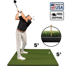 5'x5' Golf Hitting Mat – Nylon, Shock-Absorbing Foam, Use Real Tees, USA-Made