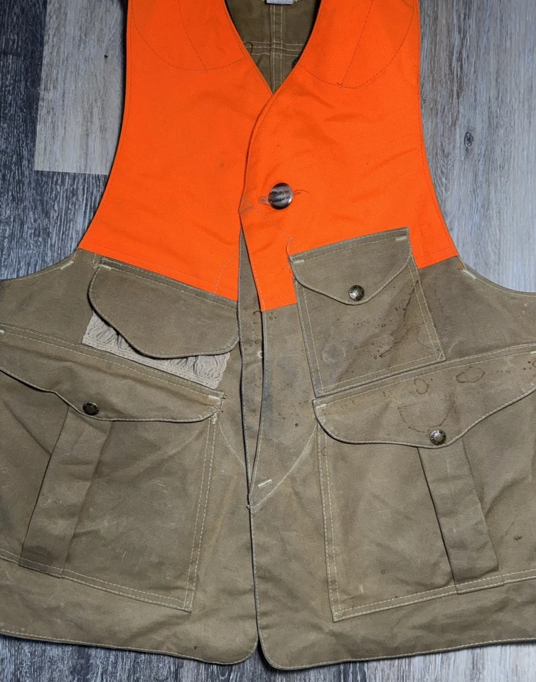 Filson Upland Vest Men's Medium Brown Wax Cotton Hunting Style 33 Vintage  - Image 2 of 4