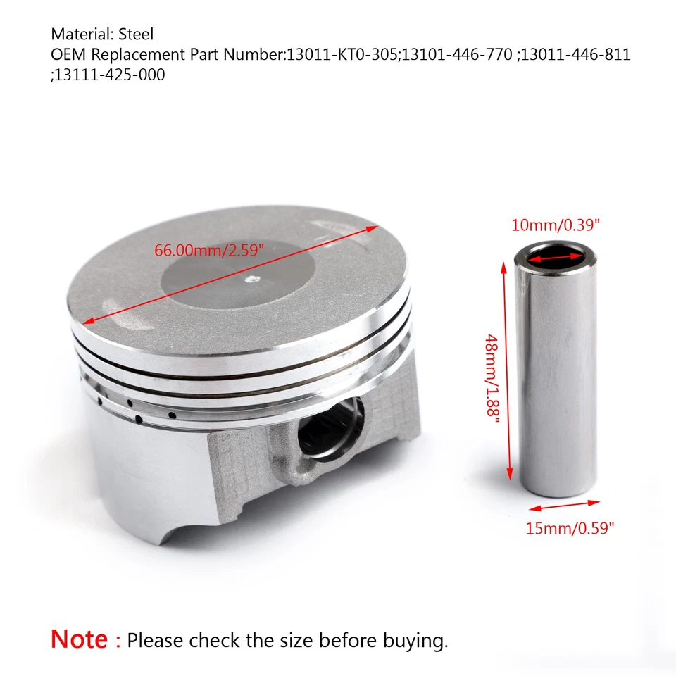 +0.50MM Piston Sit -  Bore Size Ø66.00mm Fits Honda XL200 XR200R XR200 1980-2002 - Image 2 of 4