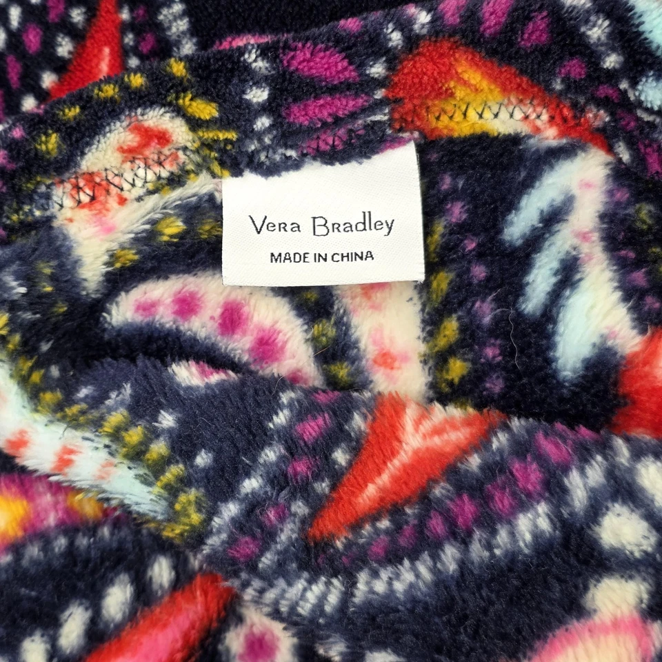 Vera Bradley Cobertor Paisley Lã Pelúcia Rosa Azul Marinho Floral Aconchegante 51 X 82 - Imagem 4 de 4