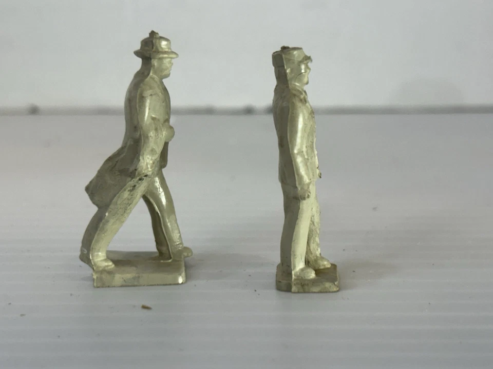 2 Vtg Marx Soft Plastic Littletown / Marxville Model Train Conducter & Business - Image 4 of 4