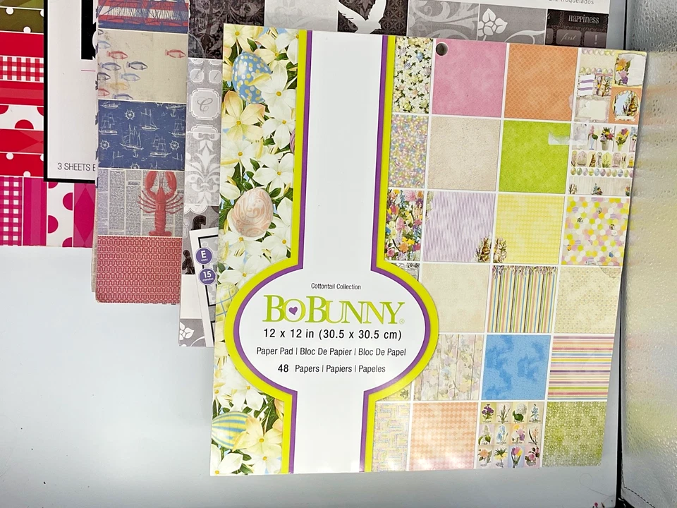 Lote de 4 almohadillas de papel para álbum de recortes Bo Bunny plus More 12x12 Foto 2 de 4