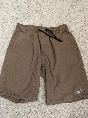 Volcom Men s Brown Check Woven Cotton Drawstring Shorts w/ Pockets Size M
