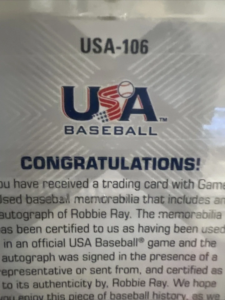 Robbie Ray Upper Deck 2009 EE. UU. # 07 | Parche rojo automático | EE. UU. 106 | CY YOUNG Foto 4 de 4