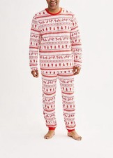 Jammies for your Families Christmas Holiday Pajama Set Men s Size XLT RED WHITE
