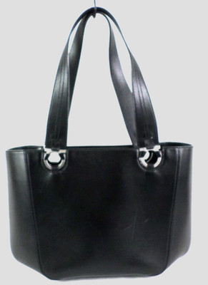 Salvatore Ferragamo Black Leather Large Zip Tote Satchel Hand Shoulder Bag MINT