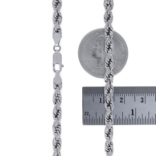 14K White Gold Mens 5mm Italian Diamond Cut Rope Chain Link Pendant Necklace 22" - 第 6/9 張圖片