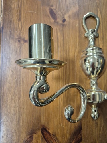 Vintage Two Arm Solid Brass Wall Sconce Light - Picture 2 of 6