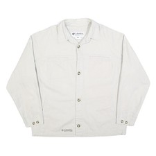 COLUMBIA Mens White Cotton Blend Button Jacket XL Plain Casual Outdoor Wear