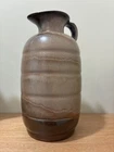 Frankoma 821 Brown Beige Ceramic Pottery Jug with Handle, Glossy Finish, Round