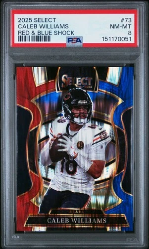 2025 PANINI SELECT RED & BLUE SHOCK #73 CALEB WILLIAMS PSA 8