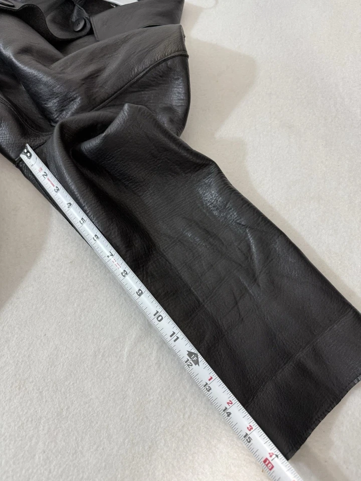 Abrigo Chaqueta Hilary Radley Mujer Talla 12 Negro Fino Cuero Largo Abotonado Luces  Foto 4 de 4