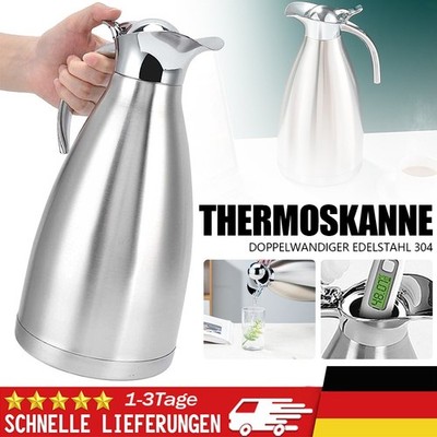 Thermoskanne 2 L Isolierkanne Kaffeekanne Edelstahl Teekanne Wärmespeicherung