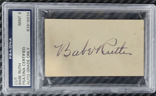 PSA 9 MINT BABE RUTH CUT AUTOGRAPH.