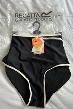 Regatta Kyra High Waisted Bikini Briefs BNWT -black With Cream Trim - UK18