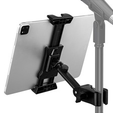 LZSIG Tablet Holder for Mic Stand, Adjustable iPad iPhone Mount X, Black