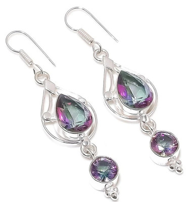 M Y S T I C  T O P A S  Edelstein 925 Sterlingsilber Schmuck OHRHÄNGER