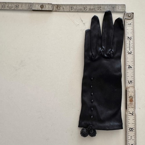 Vintage 1950’s Viola Weinberger Beaded Black Satin Wrist Gloves West Germany 6.5 - Picture 9 of 11