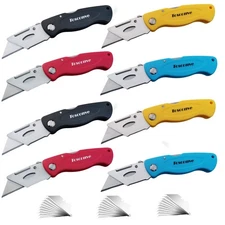 8-Pack Folding Utility Knife with Extra 30 Blades Tough Foldable Razor Knife ...