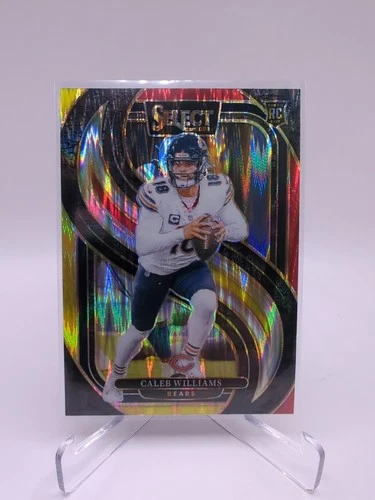 Caleb Williams RC 2024 Panini Select Premier Level #114 Red & Yellow Shock Prizm