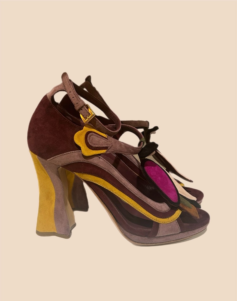【希少】PRADA プラダ　フェアリー　ハイヒール　パープル　ベロア　22.5 RARE: Vintage Prada Purple Fairy Tulip Heels Spring Summer 2008