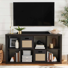 Large 8-Cube Open Storage Organizer Shelves Bookcase, Easy Assembly, Tobacco Oak