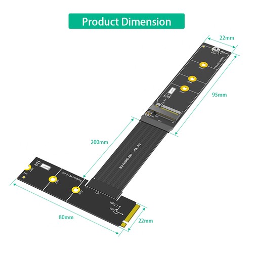 90/270 Degree Right left For NGFF M.2 M-Key NVME SSD Extension Cable 64Gbps - 第 13/28 張圖片