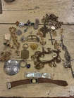 Small Lot Of Vintage Costume Jewelry Charm Bracelet Brooch Pendant
