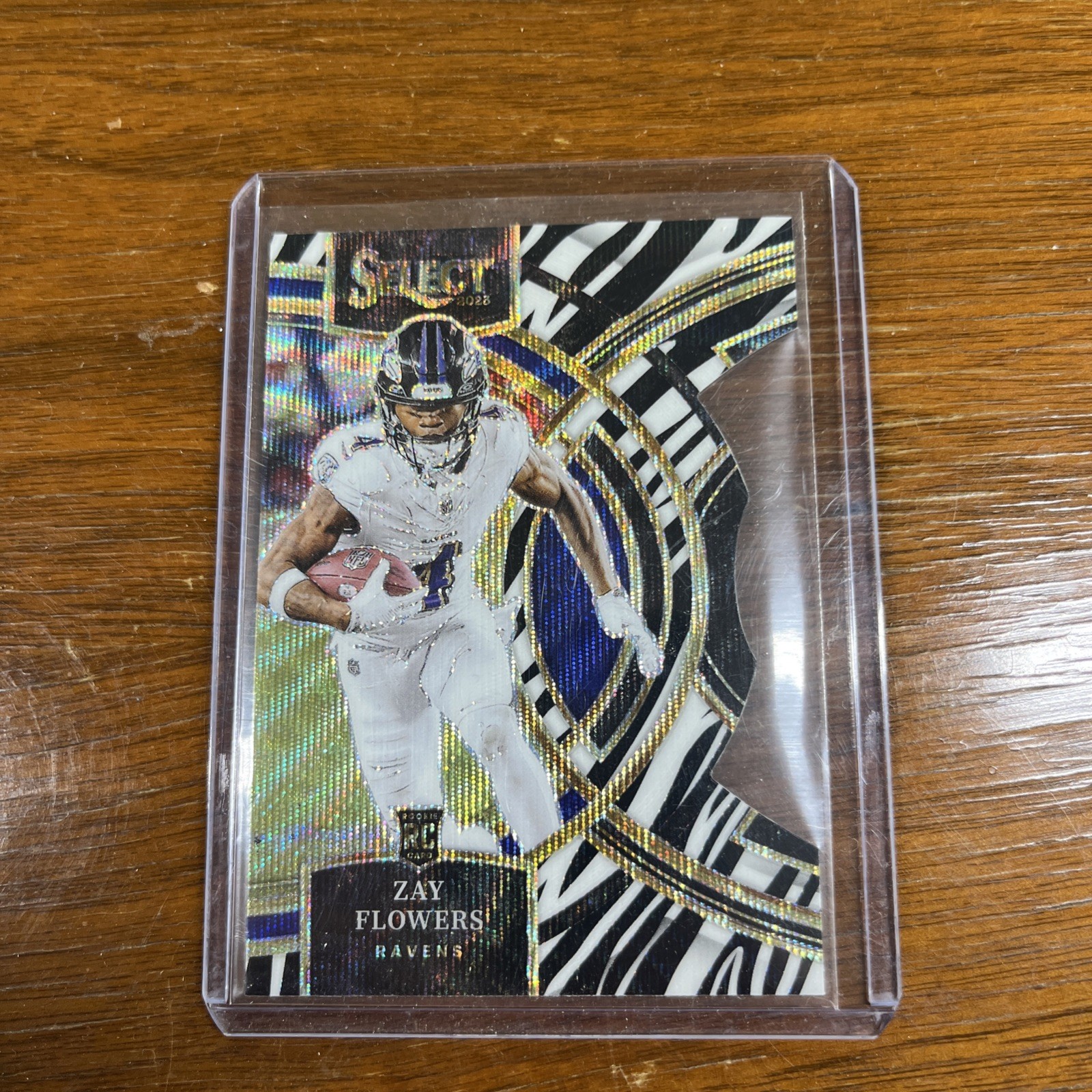 2023 Panini Select - Premier Level Zebra Prizm Die-Cut #157 Zay Flowers (RC)