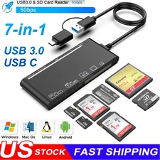 USB 3.0 USB C Memory Card Reader 7 in 1 High Speed Adapter for Micro SD TF CF XD