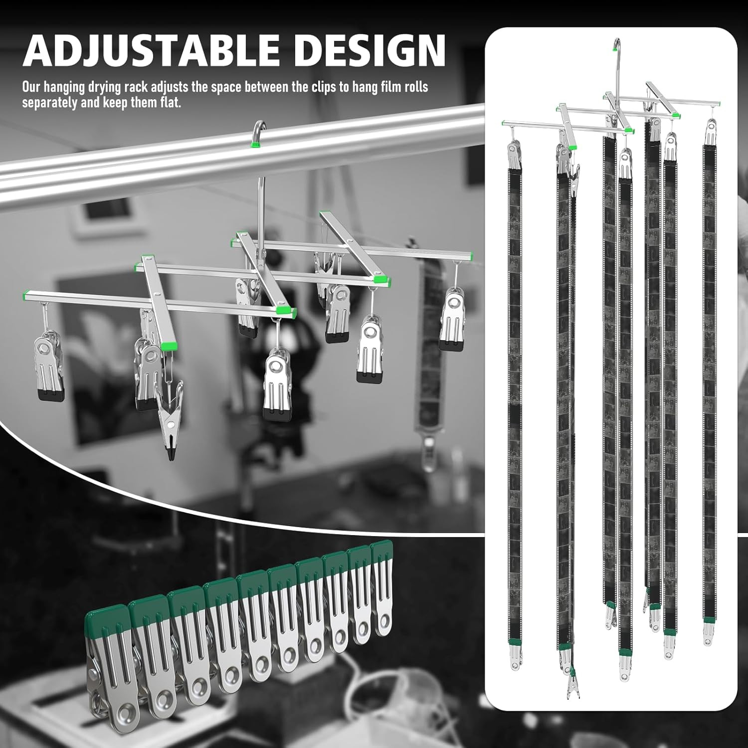 Darkroom Film Negative Drying Hanging Rack Frame Foldable Hanger Windproof 10...