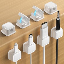 8 Pack Magnetic Cord Organizer Holder,Strong Adhesive Desk Cable 8Pack, White