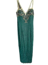 Cire Landa Designs Evening Gown Dress Silk Beading Art Deco Vtg