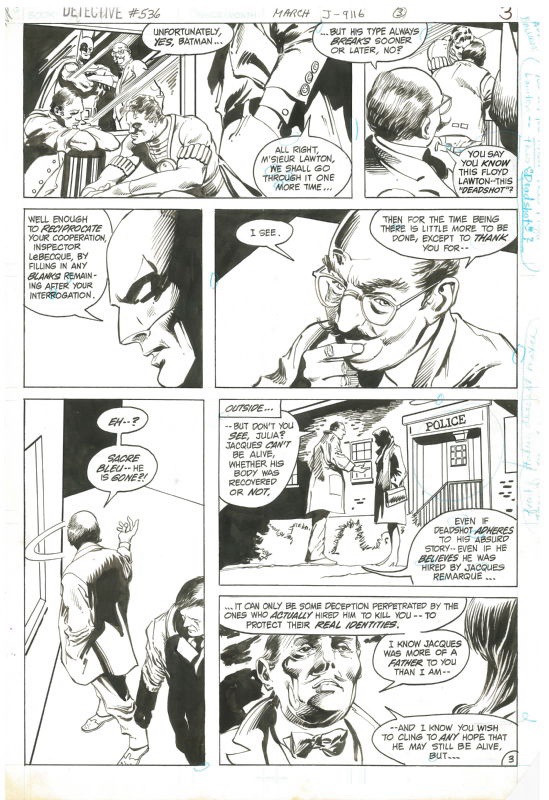 Detective Comics #536 p. 3 by Gene Colan & Dick Giordano - Batman & Deadshot Art Comic Art