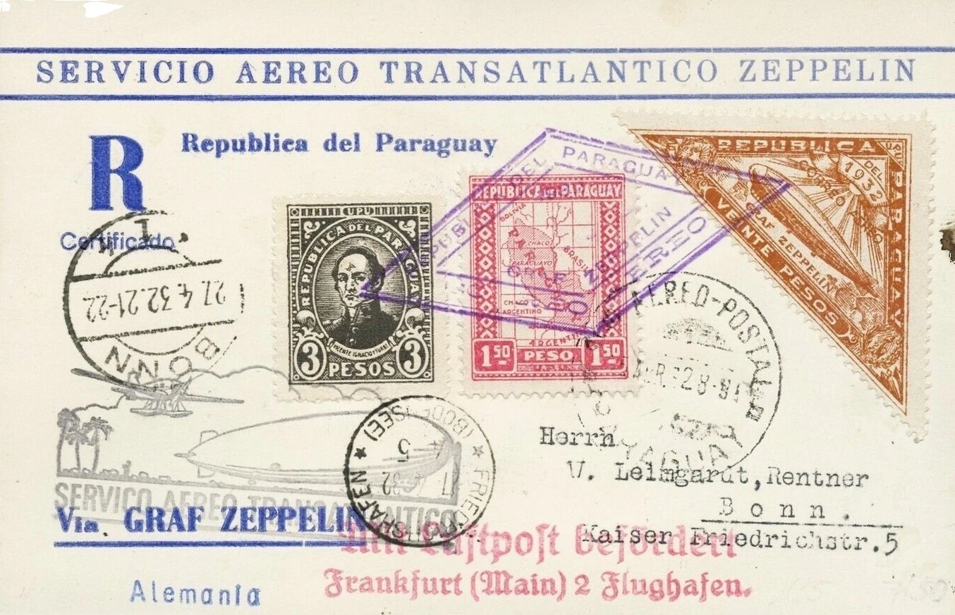 Aviation Postal History Paraguayan Stamps
