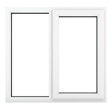 PVC Double Glazed Window Glass & Frame RH Side Hung Over Fixed Panel By Crystal