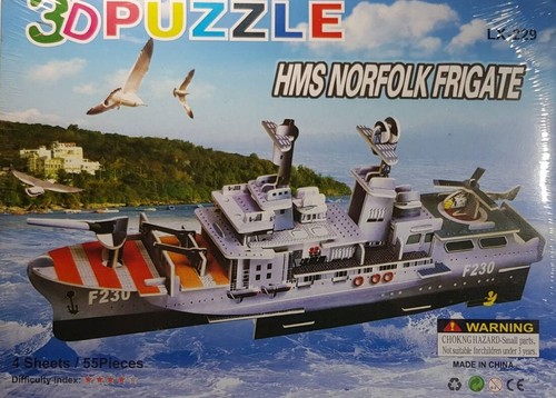 3D Puzzle HMS NORFOLK FRIGATE,Development Toys,Warship(1 pc./4 Sheets/55 Pieces) - Picture 2 of 15