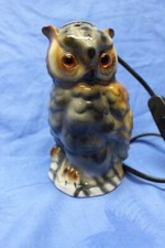 Porzellan Tierfigur Rauchverzehrer Eule  beleuchtet aus Omas Haushalt Vintage