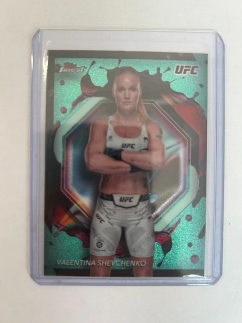 71 TOPPS FINEST UFC 2024 VALENTINA SHEVCHENKO  AQUA GLITTER REFRACTOR .
