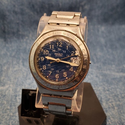 SWATCH IRONY SWISS MADE BLUE DIAL WATER RESISTANT MEN'S WATCH FOR PARTS - Picture 3 of 10