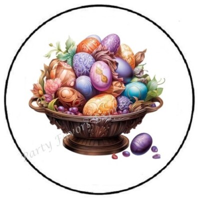 EASTER EGGS IN BOWL ENVELOPE SEALS LABELS STICKERS PARTY FAVORS