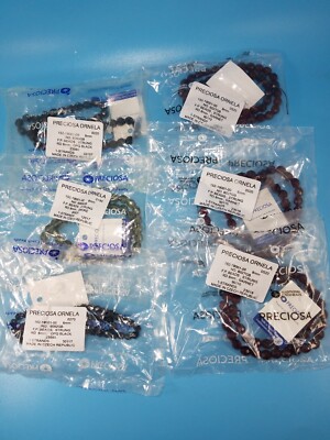 Preciosa Ornela Czech FP 6-8mm Beads Strung Set Of 6 Strands Smoke Garnet Black