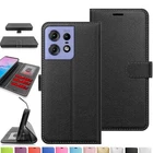 Motorola Moto Edge 50 Pro Case Cover Flip Folio Leather Wallet Credit Card Slot